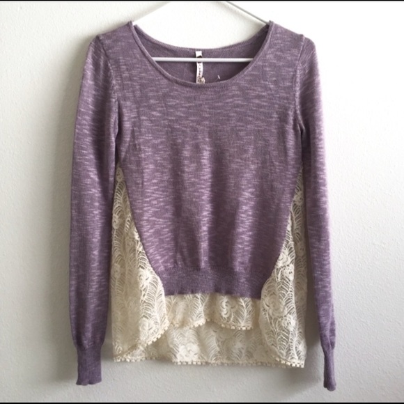 🆕 Modcloth purple lace knit tunic sweater top - Picture 2 of 3